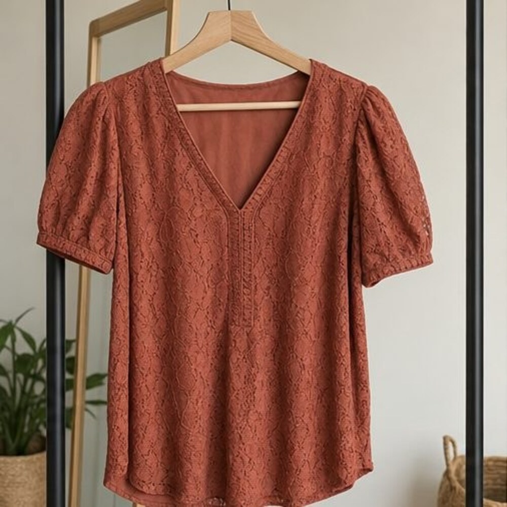 Rust Puff Sleeve Top
